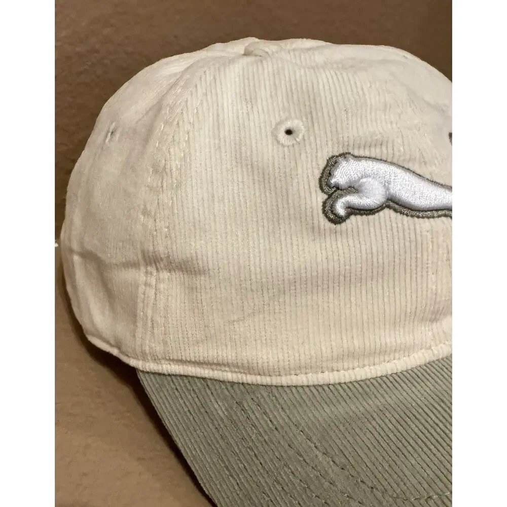 PUMA Corduroy Dad Hat Olive Green Khaki Two-Tone Strapback Adjustable Cap OS